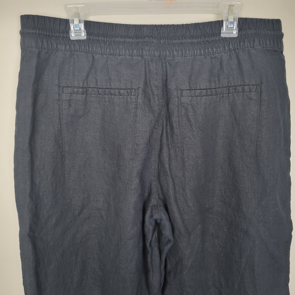 Athleta Retreat 100% Linen High Rise Wide Leg Pants Womens Large Black Relaxed - Picture 6 of 9